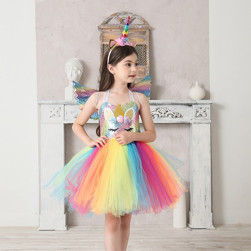 Déguisement robe de princesse Arc-en-Ciel pour enfant 3-4 ans