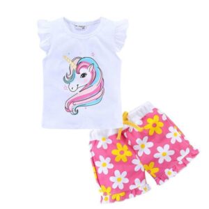 Ensemble T-shirt et Short Licorne Motif Floral | LICORNE FASHION